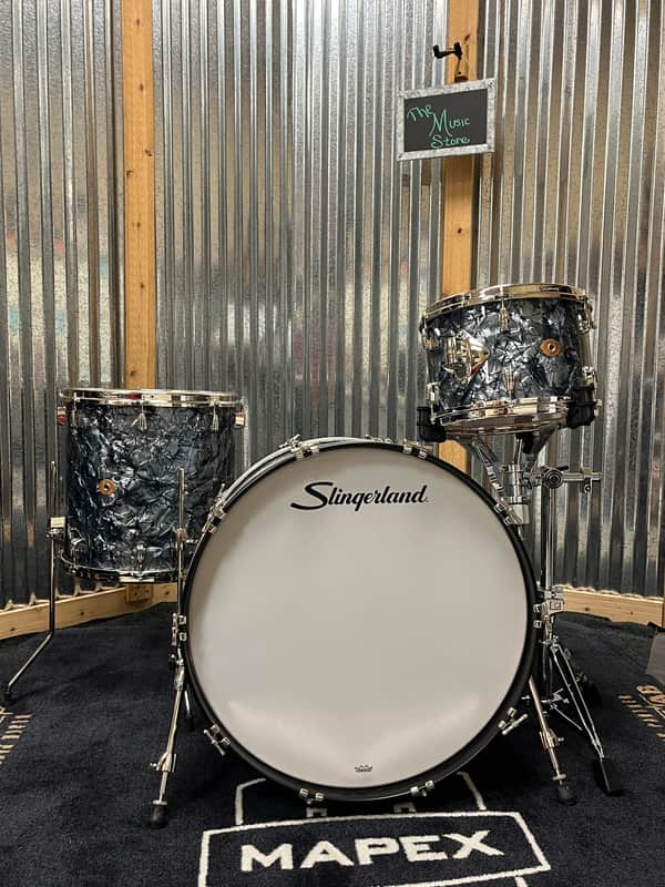 Slingerland Radio King 3-Piece Shell Pack SLKTFPK24N03AI069 2025 to present - Black Diamond Pearl Wrap image 1
