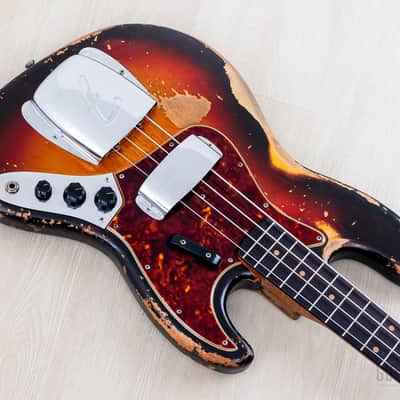1962 Fender Jazz Bass Vintage Pre-CBS Slab Board, Sunburst w/ Case image 9