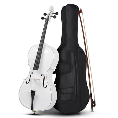 4/4 Full Size Cello Basswood White Color Cello + Bag+Bow+Rosin+Bridge image 1