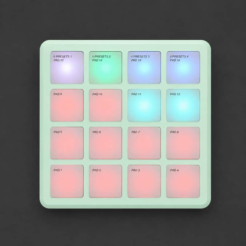 Immagine M-VAVE SMC-PAD Wireless MIDI Controller – 16 RGB Pads, 8 Knobs, USB-C & Bluetooth Drum Pad - 1