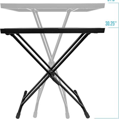 Lightweight 28x16 Portable DJ Table Stand | DJ booth with Double-X Keyboard Stand | DJ Laptop and Controller Stand | Midi Keyboard Stand | Audio Mixer Stand, DJ Desk, DJ Synth Stand image 2