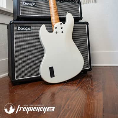 Gregg Guitars PJ5 Bass in Olympic White with an Chambered Ash Body and Roasted Flamed Maple Neck image 24