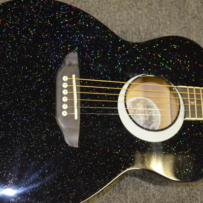 Luna Aurora Borealis 3/4 Size Acoustic Guitar Black Sparkle