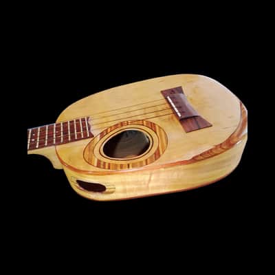 Solid Koa Pineapple with Flame Maple Top Tenor Ukulele with Hardwood Inlays SCJ-JH#135 image 2