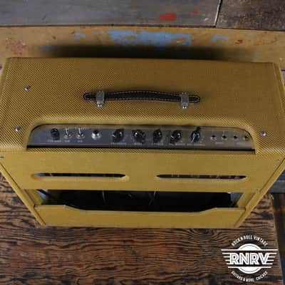 Fender '57 Twin-Amp Reissue Guitar Combo Lacquered Tweed w/ Added Tube Reverb image 5