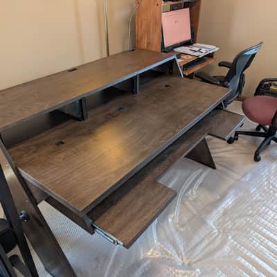 Output Platform Studio Desk 2018 with Keyboard Tray and Risers - Kodiak Brown image 4
