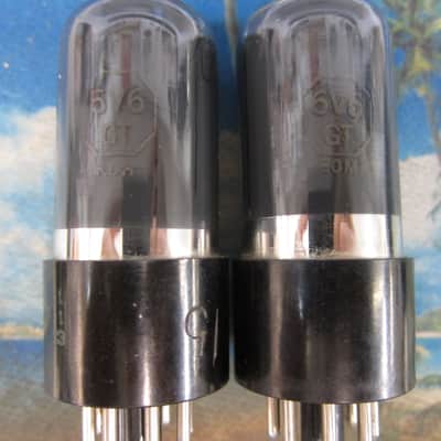 Pr Vintage Sylvania 6V6GT Power Tubes, Dark Glass, 1950s, Ex Sound, Sweet, Musical, USA, Test Strong image 1
