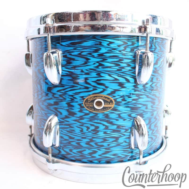 Slingerland 10x9" Tom Drum 60s Blue Agate Niles Sound King 1968 Set-O-Matic RARE image 1