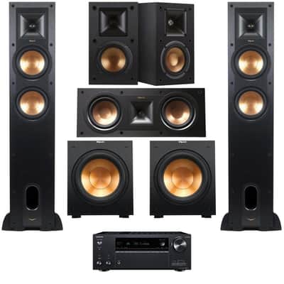 Klipsch Reference 5.1 Home Theater System, Bundle with 2X R-26FA Floorstanding Speaker, 2X R-41M Bookshelf Speaker, R-25C Center Channel Speaker, R-12SW Subwoofer, Onkyo TX-NR696 7.2 Receiver image 11