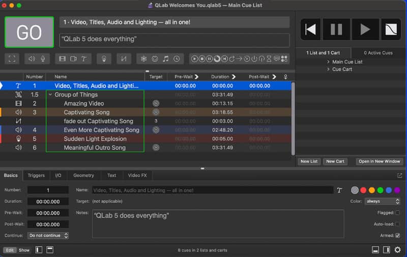 Qlab 4.7 (Audio, Video, & Lighting License) Performance Playback Software 2020s image 1