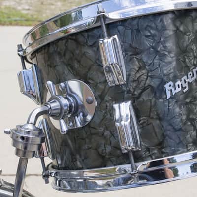Vintage 60's Rogers Black Diamond Pearl Drum Set Matching Snare image 11