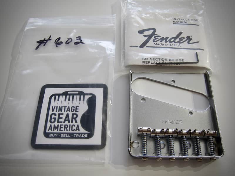 Fender Telecaster Bridge Adjustable Saddles Rare Authentic Vintage Guitar NOS Part Circa-1968-1979-Chrome image 1