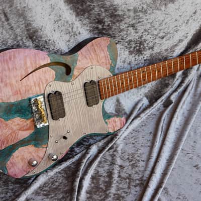 Build to order GB Liuteria Traditional Tele Semi Hollow fuchsia mapple and resin image 10