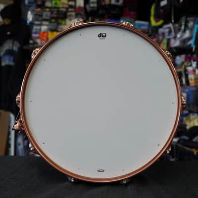 DW USA Collectors Series 6.5x14" Brass Shell Snare Drum w/ Copper Hardware - Satin Black image 9