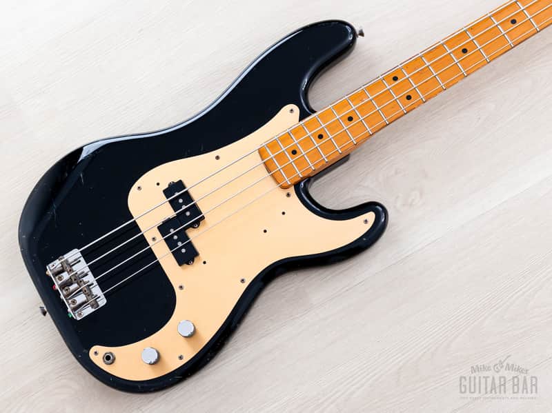 1983 Fender Precision Bass ‘57 Vintage Reissue PB57-95 Black Lacquer w/ USA Fullerton Pickup, Japan MIJ Fujigen image 1