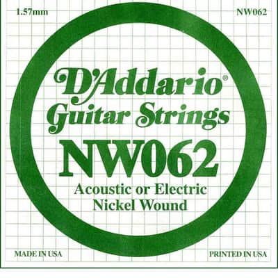 D'Addario NW062 Nickel Wound Electric Guitar Single String .062