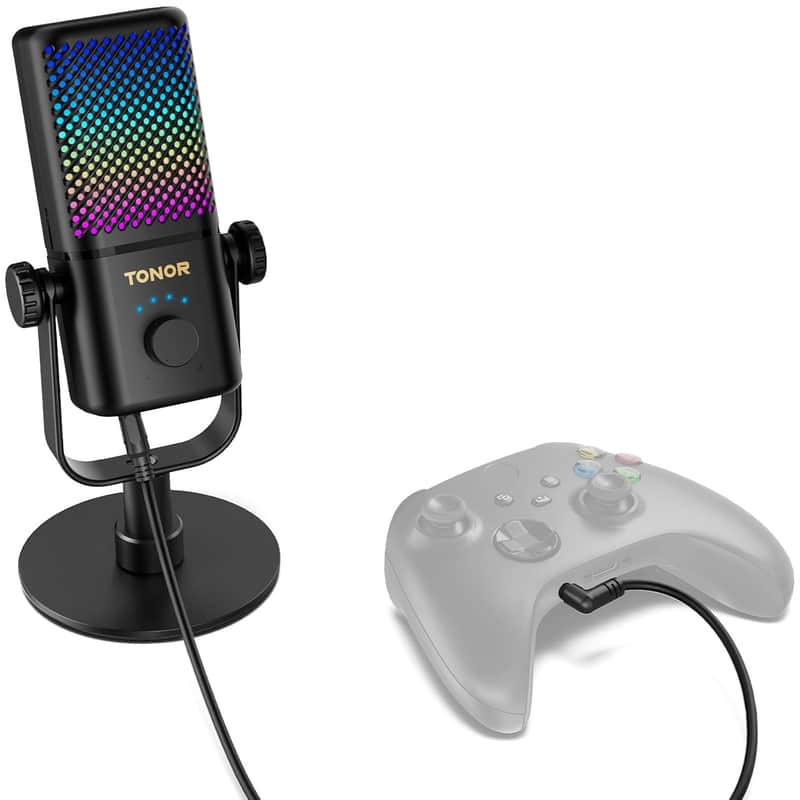 Gaming Microphone Compatible With Xbox, Rgb Condenser Streaming Mic With 30H Battery Life, Low Noise, Monitoring, Gain Control, One Tap Mute, Fast Charging, Compatible With Capture Card Tcx3 image 1