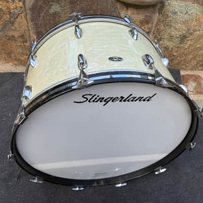 RARE Slingerland 70's 5ply 26 x 14 Bass Drum in WMP White Marine Pearl! image 6