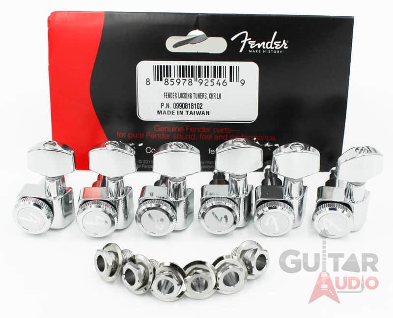 Genuine Fender LEFT-HANDED/LEFTY/REVERSE Locking Strat/Tele Tuners - CHROME image 1