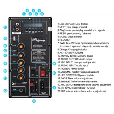 Double 10" Portable PA Bluetooth Speaker with Subwoofer – DJ Party Sound System with MIC & FM image 4