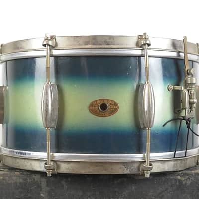1950s Slingerland 7x14 Student Model Blue & Silver Duco Radio King Snare Drum image 1