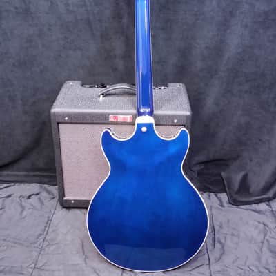 SALE - Ibanez Artcore AM73 Semi Hollowbody Guitar - P90 - 2001 - Blue with Hard Case image 5