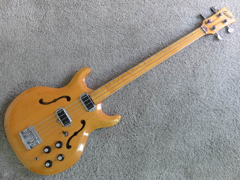 Vintage 1970s Acoustic Bartell Lancer Bass Guitar Natural Version Of The "Black Widow" Rare Fretless image 1
