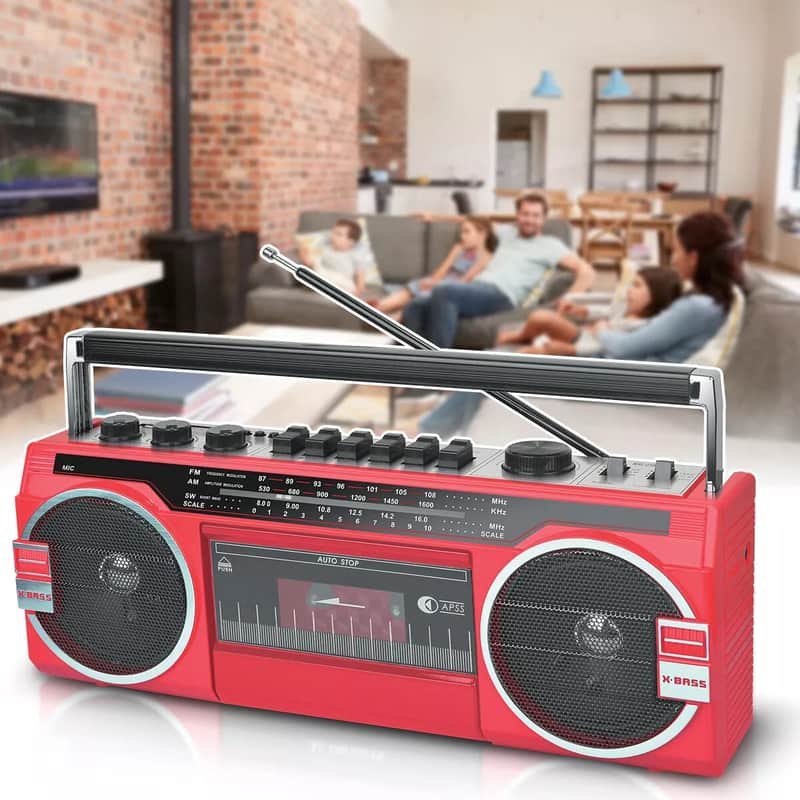 Retro Red Boombox Cassette Player & Recorder – Perfect for Musicians & Audio Creators image 1
