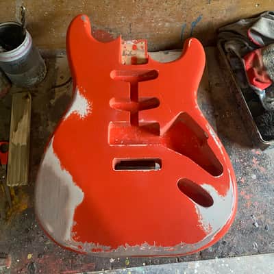 Stratocaster Body, Nitro paint, Fiesta red relic, 100% handcrafted in Italy image 6