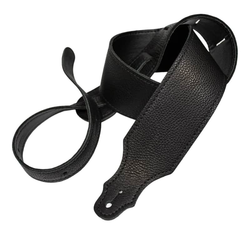 Franklin Strap 3" Leather with Leatherette Backing Guitar Strap Black/Black Stitching image 1