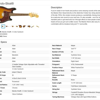 Fender Mando-Strat Electric Mandolin 2013 - 3-Color Sunburst image 25