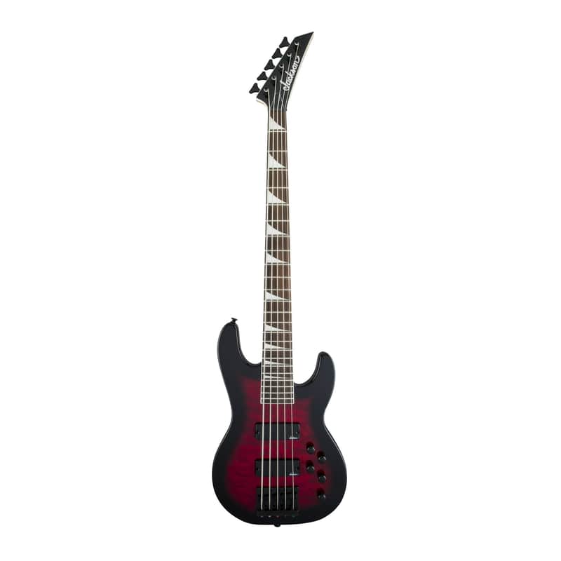 Jackson JS Series Concert Bass JS3VQ 5-String Electric Guitar with Amaranth Fingerboard (Transparent Red Burst) image 1