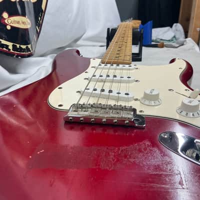Fender Highway One Stratocaster Guitar 2002 - Crimson Red Transparent / Maple neck image 23