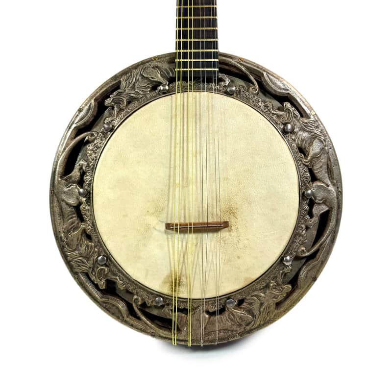 "Stentor" Art Nouveau Banjo-Mandolin with Lion-Decorated Tension Hoop, 1920s image 1