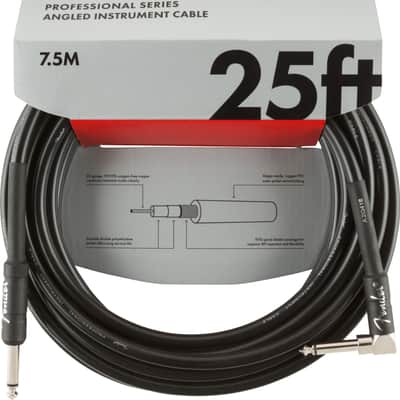 Fender Professional Series Instrument Cables, Straight/Angle, 25', Black image 1
