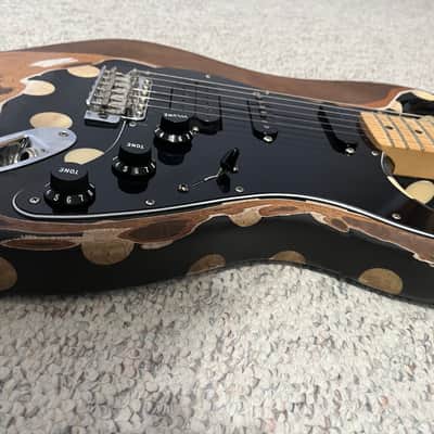 Heavy relic Fender Buddy Guy Artist Series Signature Stratocaster 2018 - Black with Polka Dots with Dimarzio and lace sensor pickup image 12