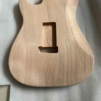 Tiger Maple Wood Guitar Strat Style Neck, with Mahogany Wood Body image 5