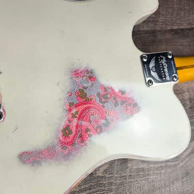 MyDream Partcaster Custom Built - Aged White over Pink Paisley Asyllum image 9