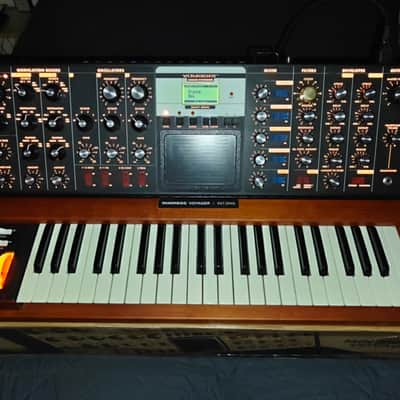 Moog Minimoog Voyager Select Series 44-Key Monophonic Synthesizer - Solar Cherry, with rare gold cutoff knob, and dust cover. image 2