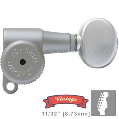NEW Hipshot VINTAGE 6-in-Line Locking Tuners STAGGERED Oval Buttons - SATIN CHROME