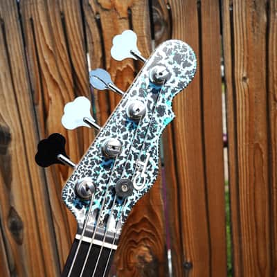 G&L USA Custom Shop ASAT Bass Black Crinkle Over Himalayan Blue 4-String Electric Bass Guitar w/ Black Tolex Case (2025) image 4