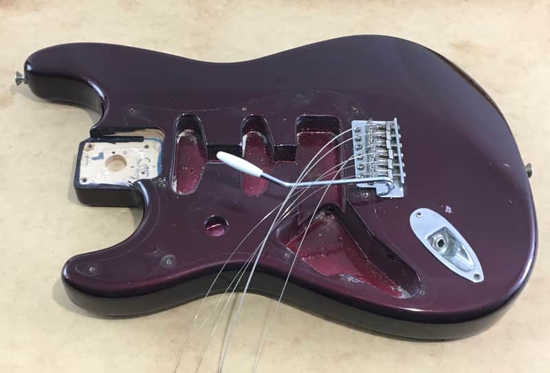 Lefty Vintage 1997-98 Fender Relic Standard Strat Body Guitar Old Wine Red Hardware image 1