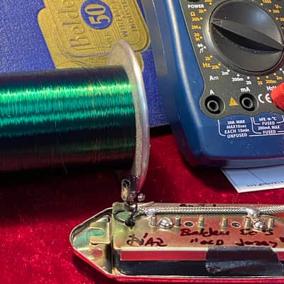 General Vintage Tone dog ear pickup jazz guitar   Old Jazzy GVT 1950s Belden old green magnetic wire hand wound  Metal image 6