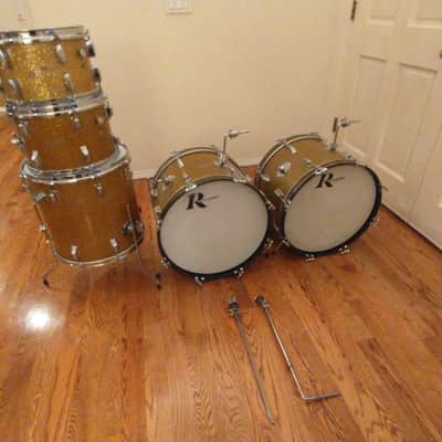 Rogers Vintage Holiday Gold Sparkle 14 X 20 Bass Drum, Early 1960s, Cleveland Tag! image 14