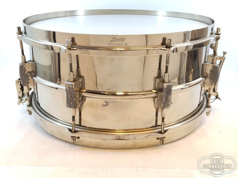 Leedy 1930's Nickel Brass Snare drum "Broadway Parallel" 14"×6.5" 1930's image 1