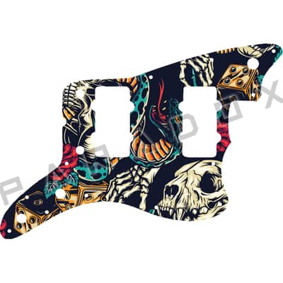 Custom Pickguard For 2011 - 2016 Made in Indonesia Squier Vintage Modified Jazzmaster Special - Vintage Flash Tattoo Graphic .090" image 1