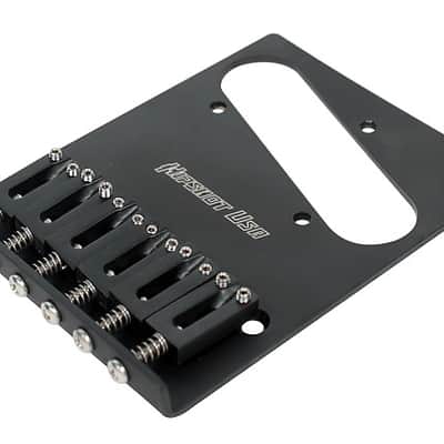 Hipshot 4-Hole 6-Saddle Stainless Steel Tele/Telecaster Bridge, BLACK 44100-46-B image 2