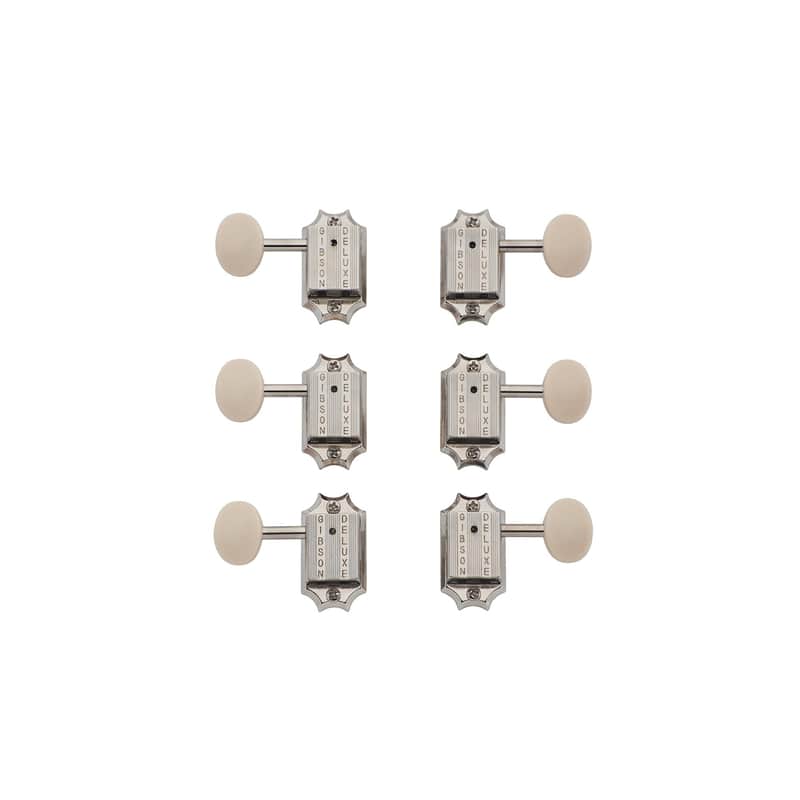 Gibson Deluxe White Button Tuner Set, Vintage Nickel image 1