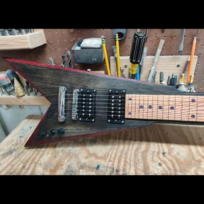 HandMade Lap Steel Guitar - Black / Brown Stain - Red Bevels - Satin Relic Finish - USA Made image 22