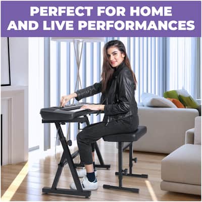 Liquid Stands Z-Style Heavy-Duty Piano Keyboard Stand and Padded Keyboard Piano Bench Set - Fits 54-88 Key Electric Pianos image 6